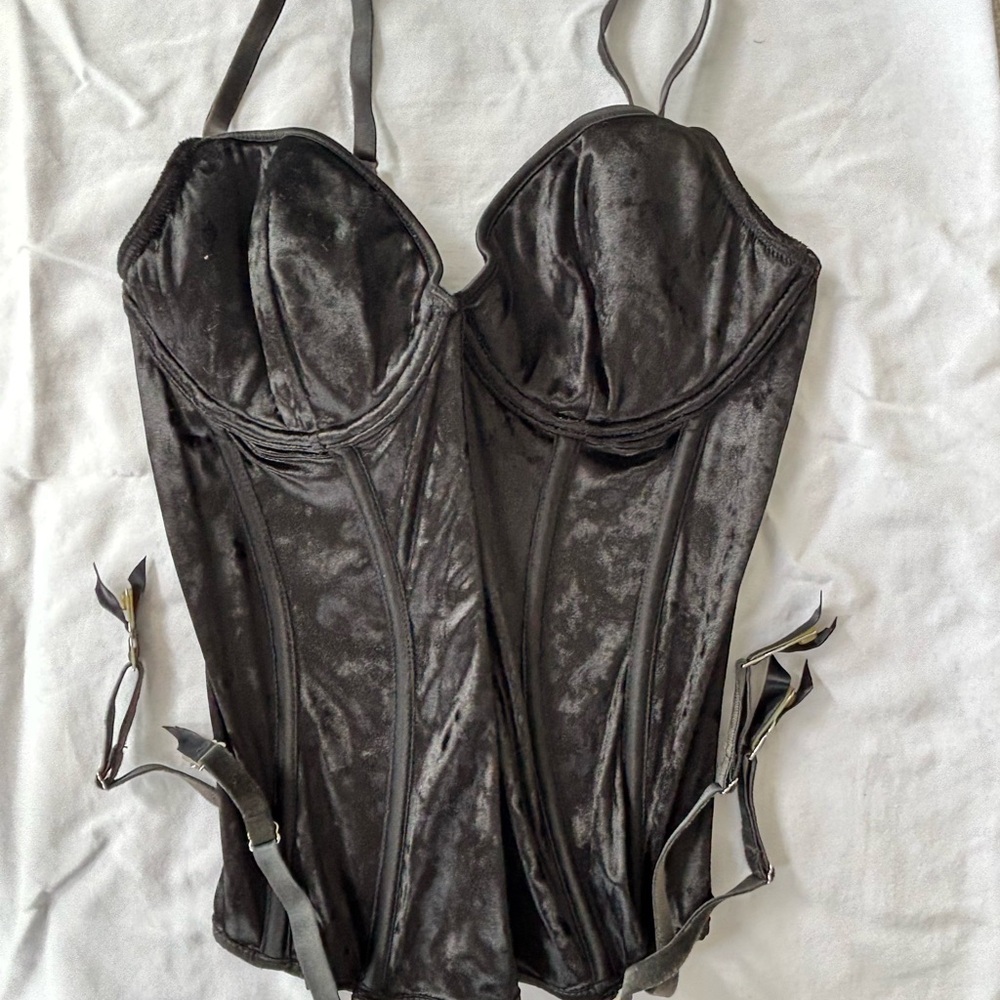 Victorias Secret Black Velvet Corset Lingerie